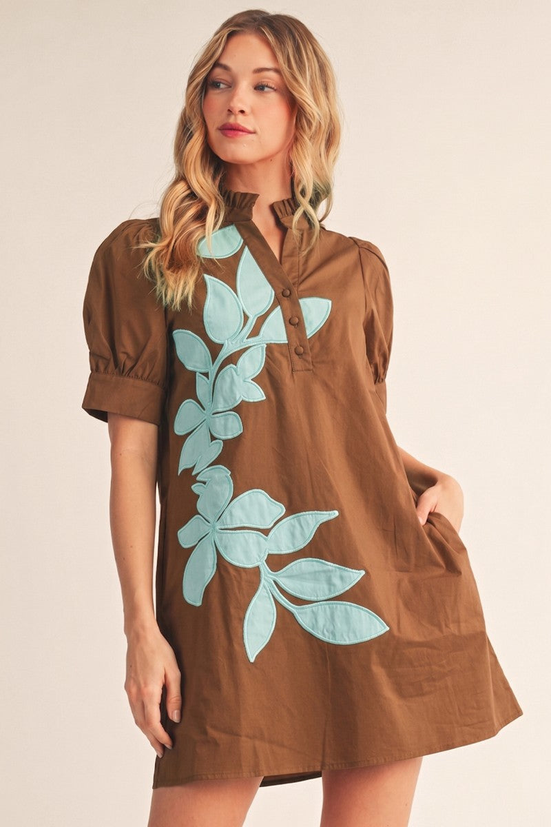 EMBROIDERED ACCENT DRESS/ J50808