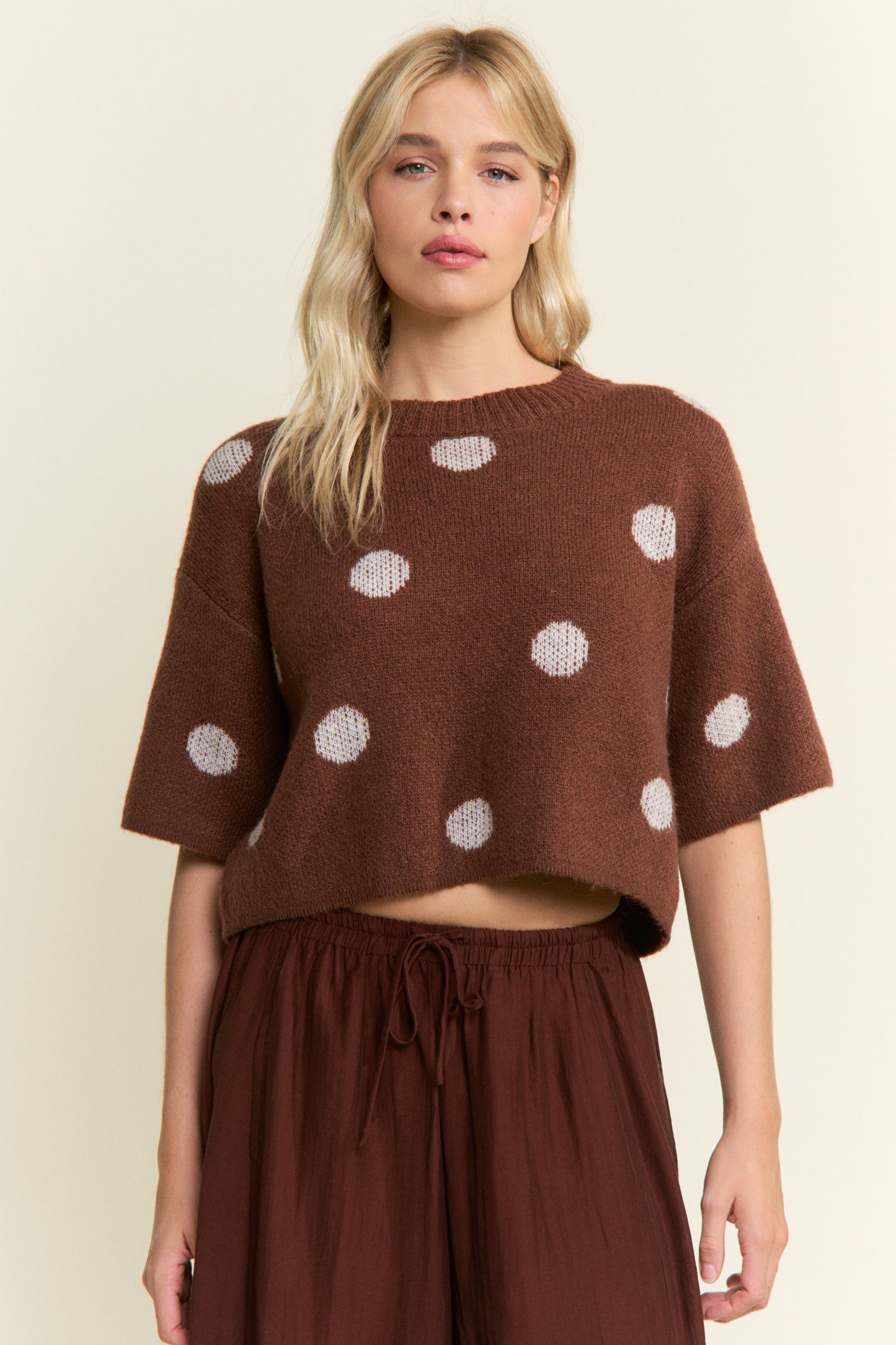 POLKA DOT KNIT PULLOVER SWEATER-T11515