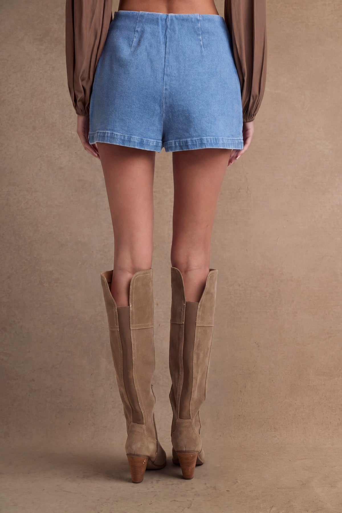 STRETCHY DENIM HIGH WAIST MINI SKORT/ MP6264A