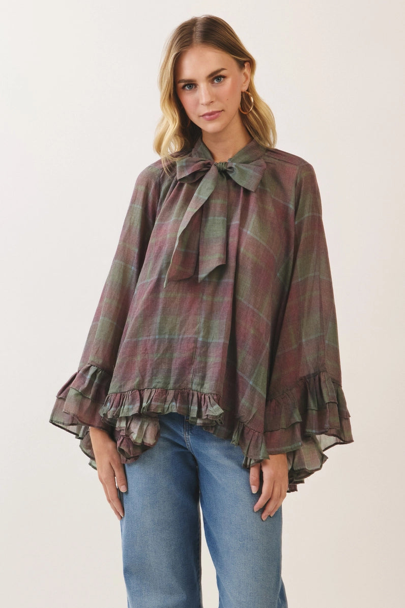 PLAIN BOW TIE BLOUSE-CT10229