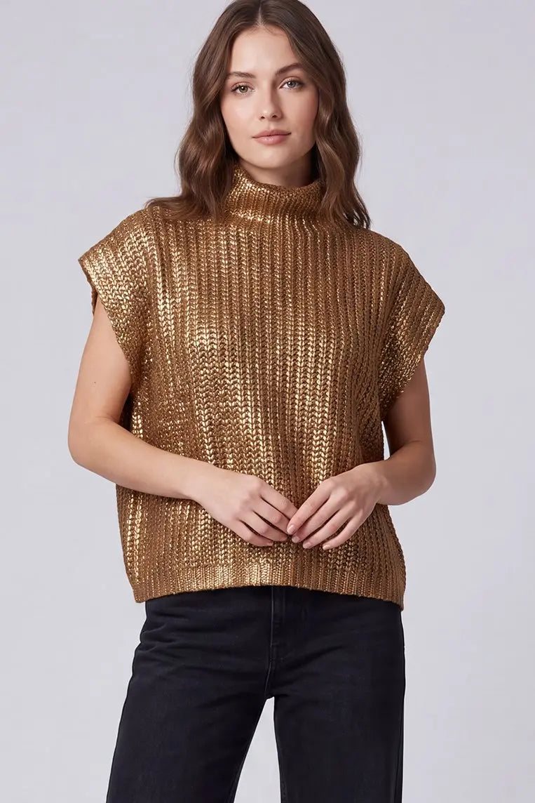 METALLIC SWEATER VEST TOP-SY4998R3