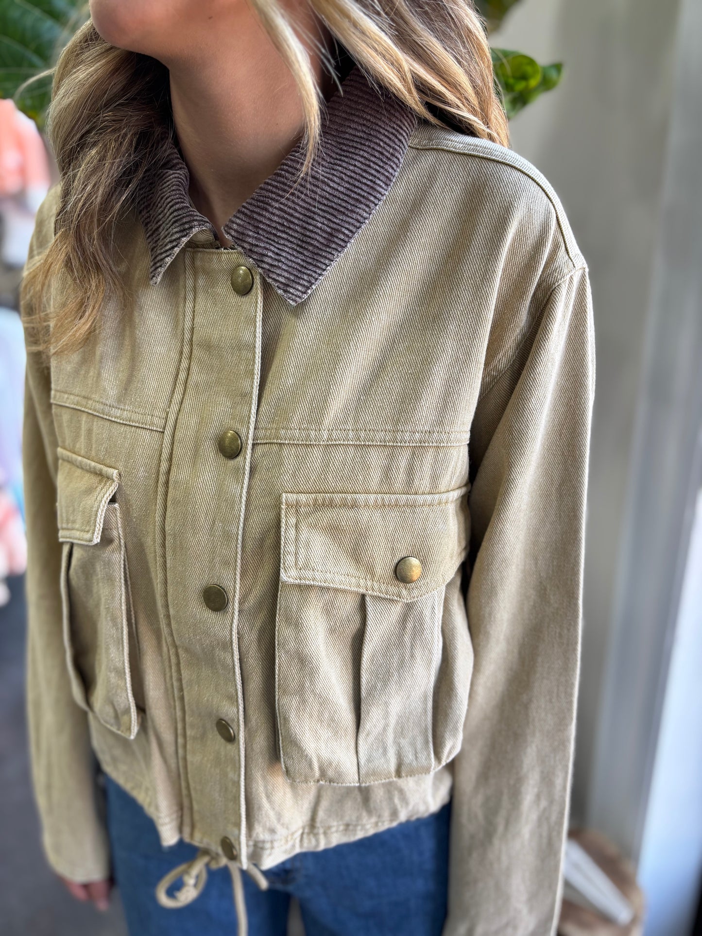 CORDUROY COLLAR CROP JACKET