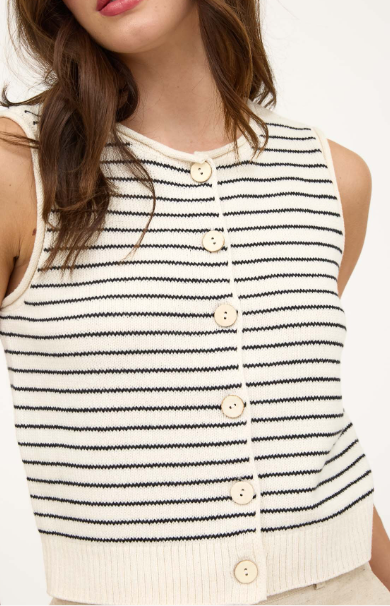 STRIPE BUTTON DOWN CARDIGAN