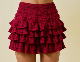 KNIT LAYERED FLOUNCE SKORT