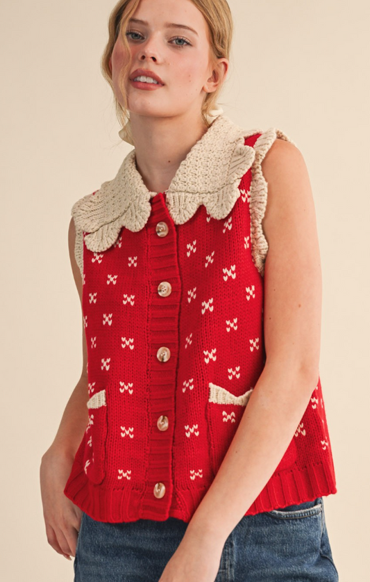 DOLL COLLAR SWEATER VEST