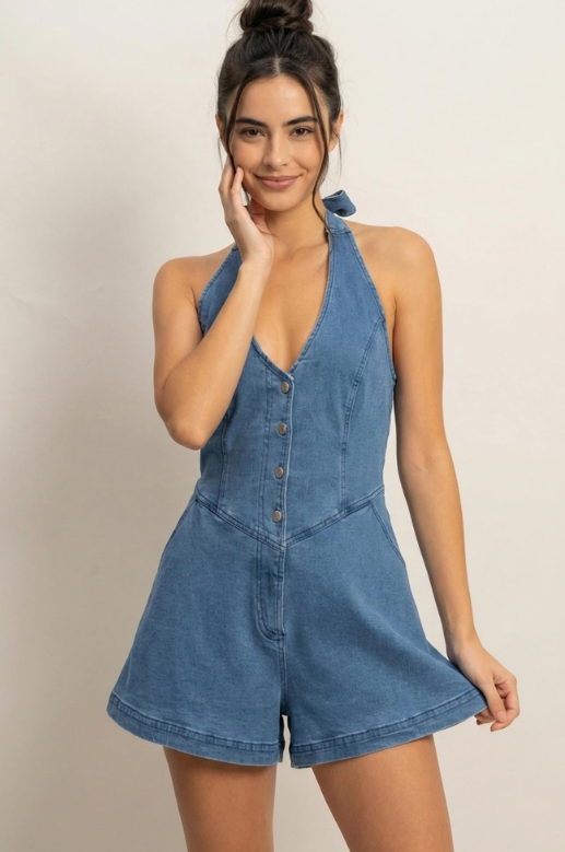 DENIM ROMPER