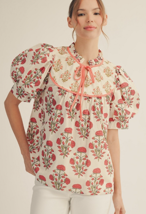 FLORAL PEASANT TOP