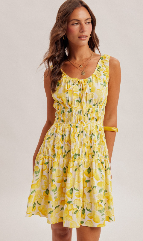 SCOOP NECK PRINTED MINI DRESS