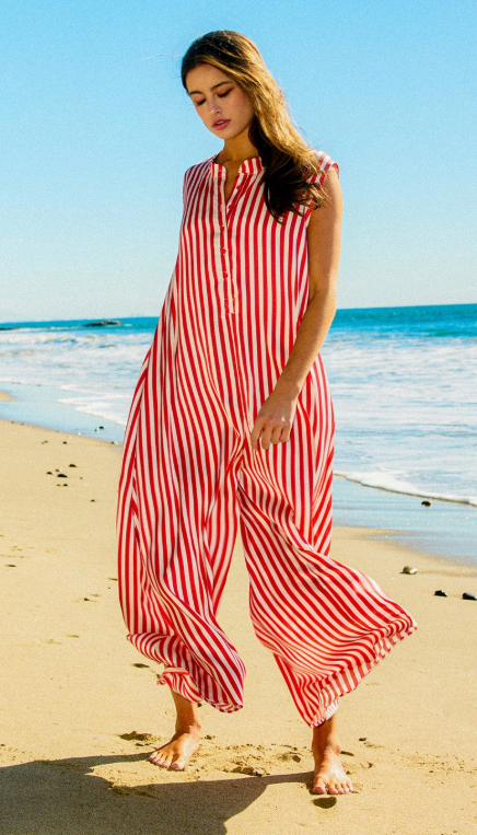 WIDELEG STRIPE JUMPSUIT