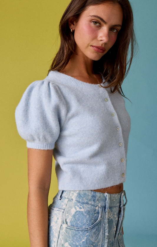 SHORT SLEEVE BUTTON CARDIGAN