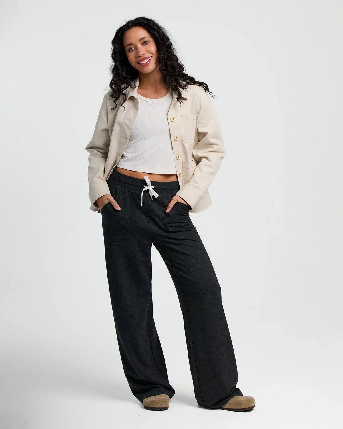 W'S BAMBOO LIGHTWEIGHT FLEECE WIDE LEG PANT