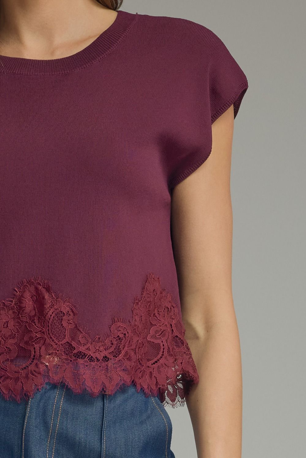 Maroon Lace Top-T31149