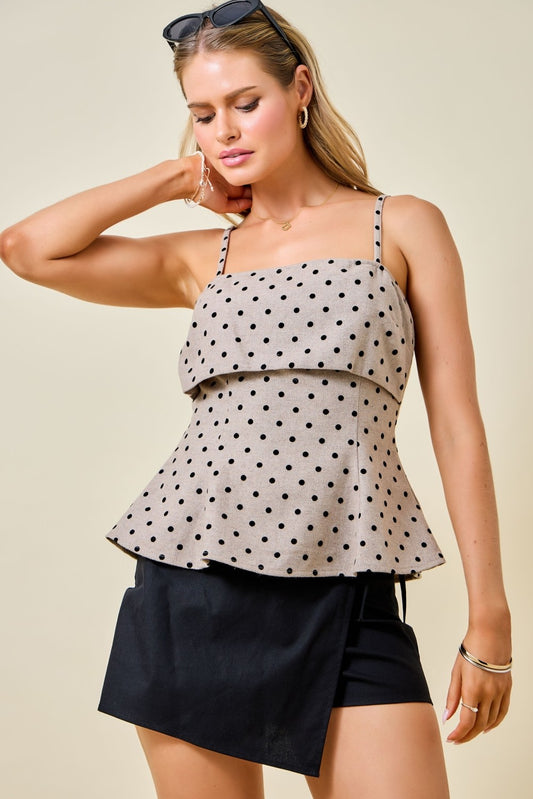 POLKA DOT FIT & fLARE TOP-G6982