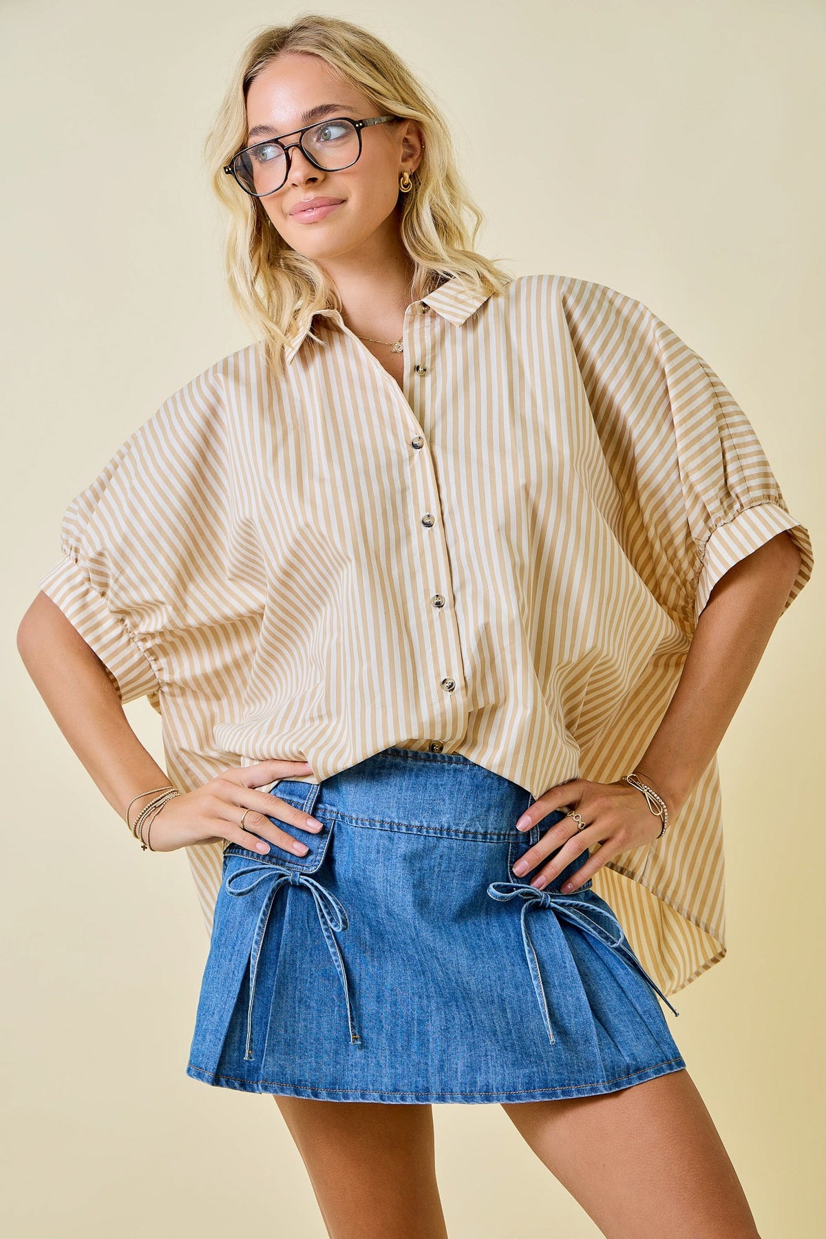 Striped Oversized Shirt/A4089