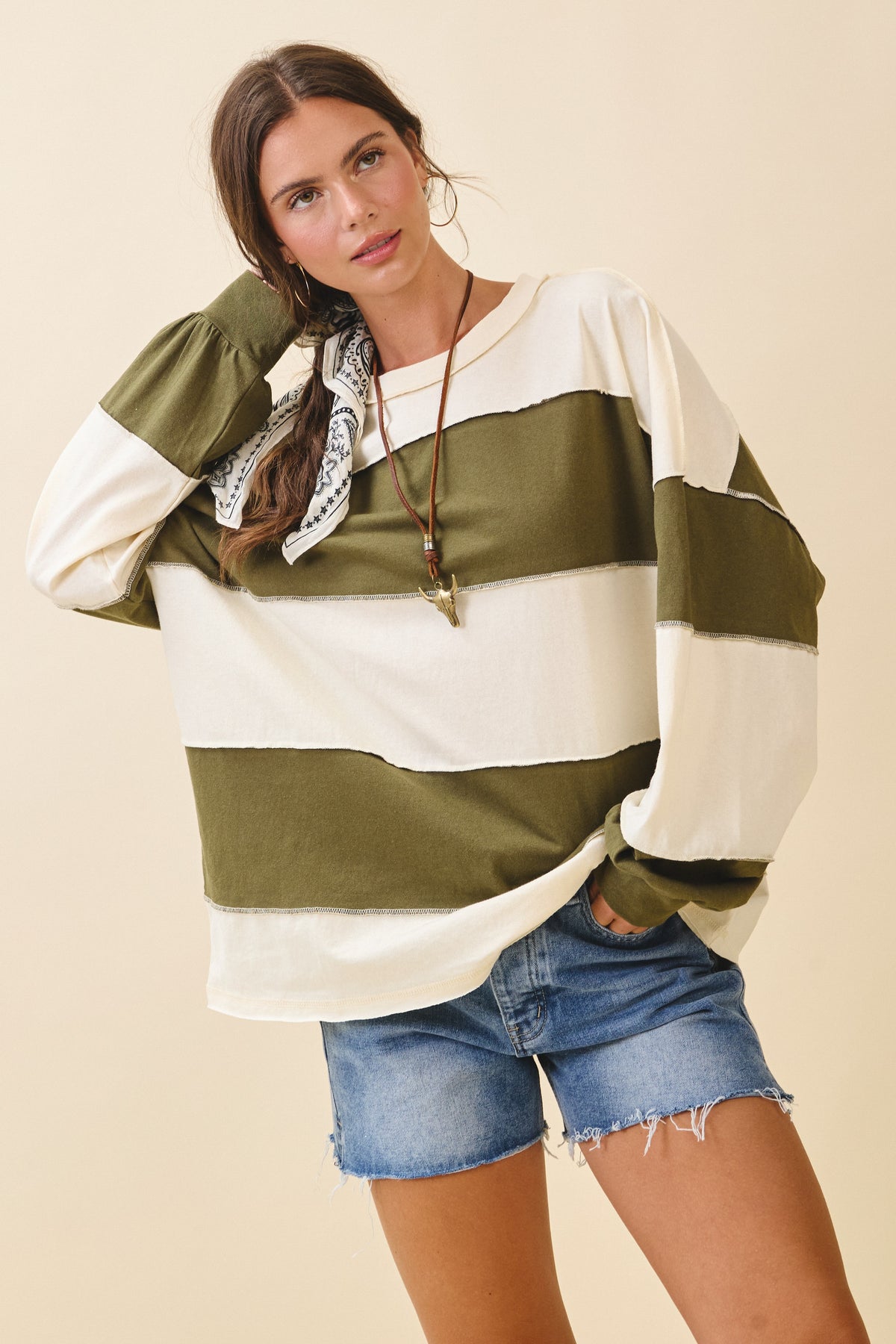 CONTRAST PULLOVER-8551GN