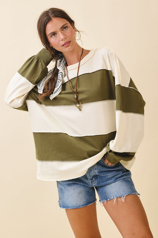 CONTRAST PULLOVER-8551GN