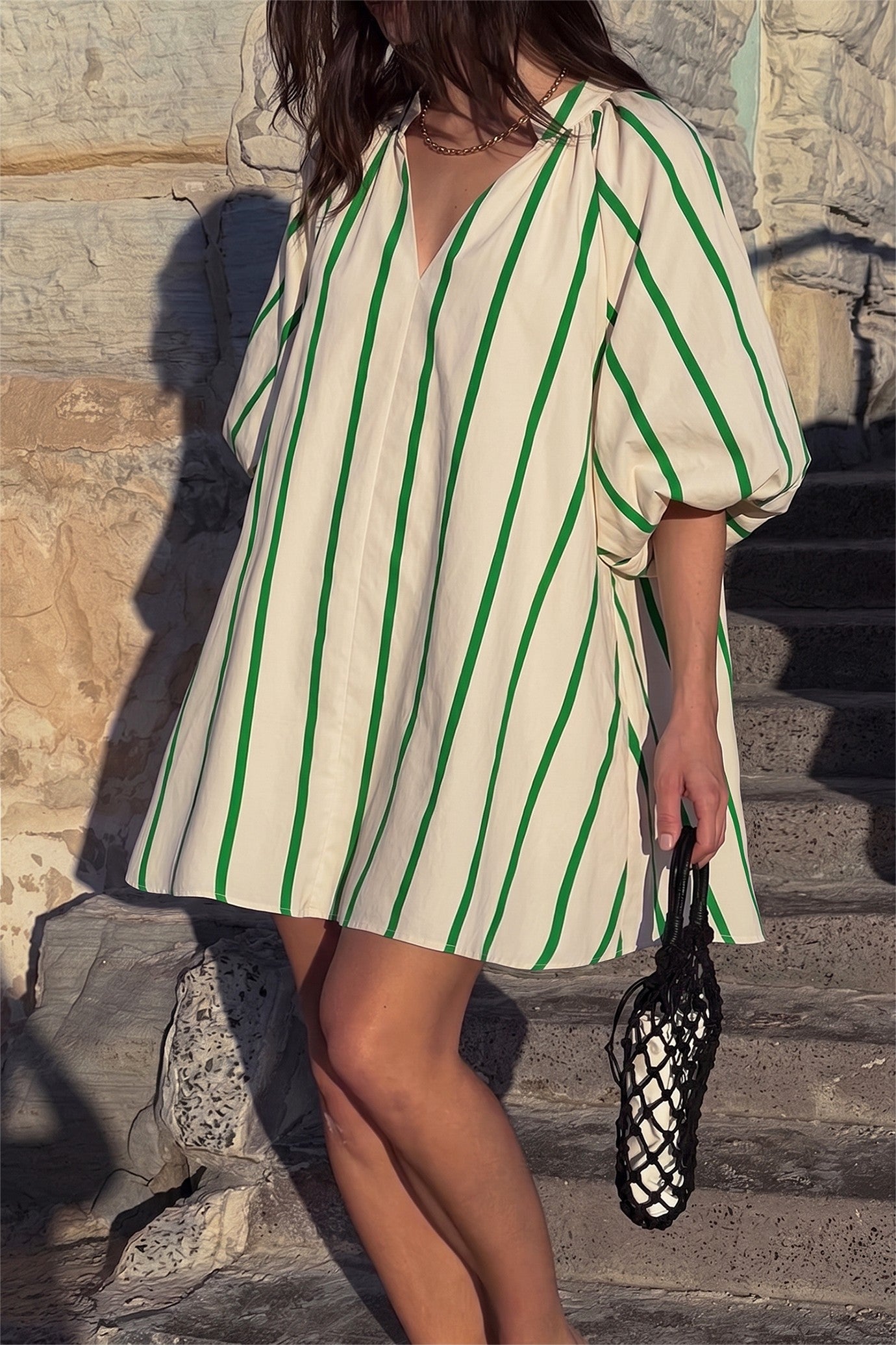 STRIPE MINI SHIFT DRESS-GD8890