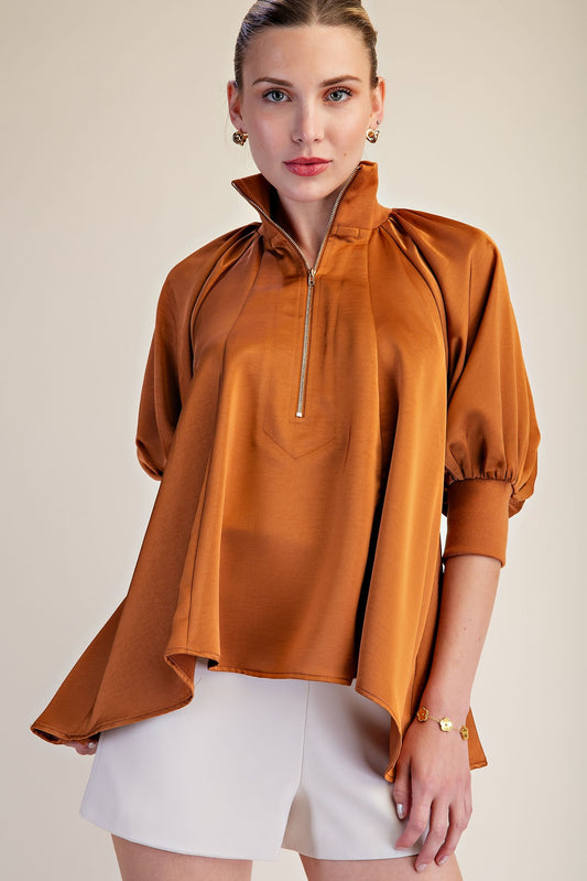 1/2 ZIP BLOUSE/ T8222