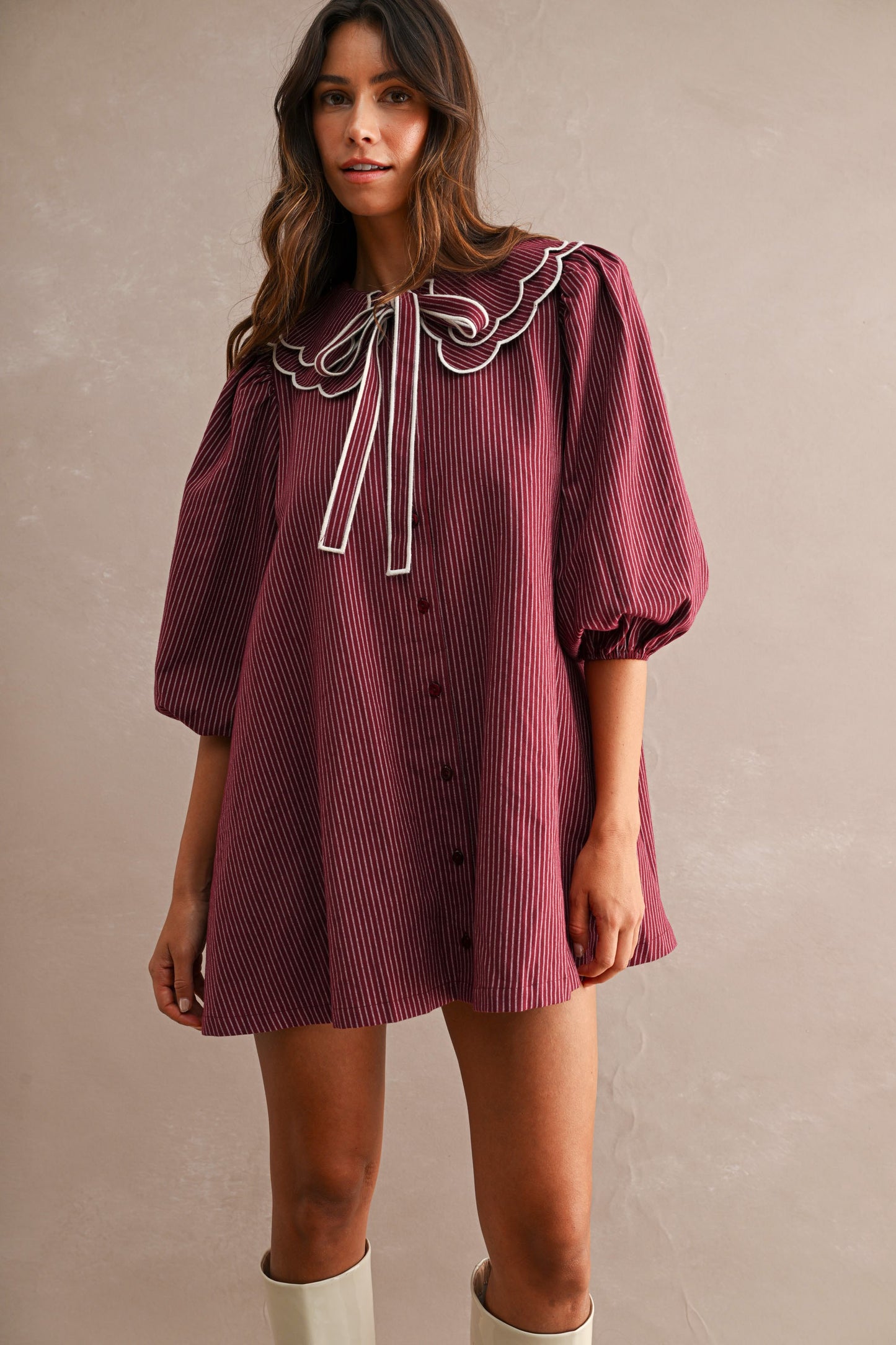 Scallop Collar Mini Dress md63375a