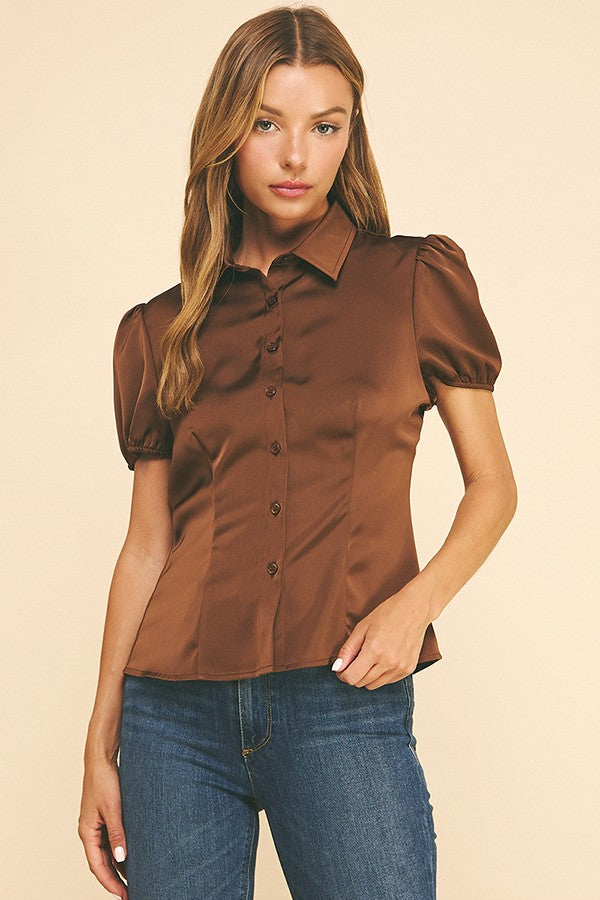 SATIN PUFF SLEEVE/70191-SCH018