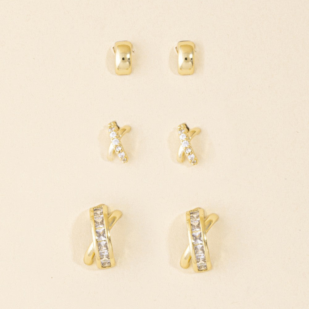 3P HUGGIE STUD SET