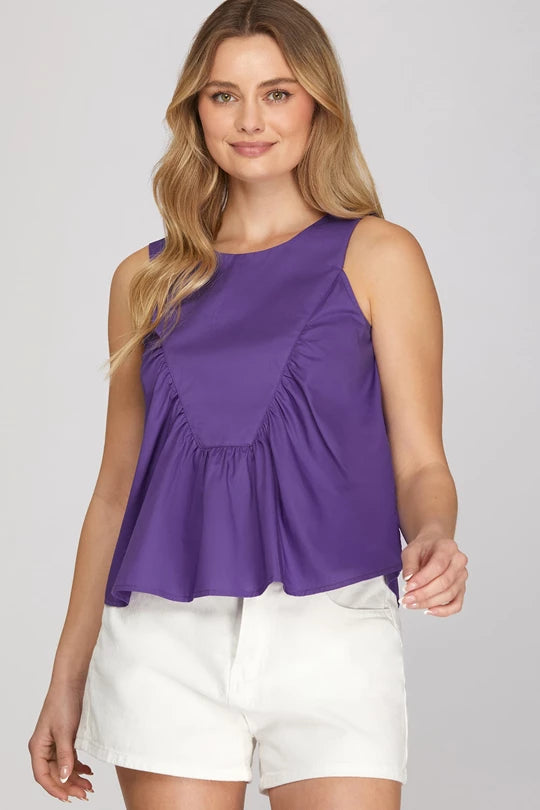 Sleeveless Ruffle Detail Top
