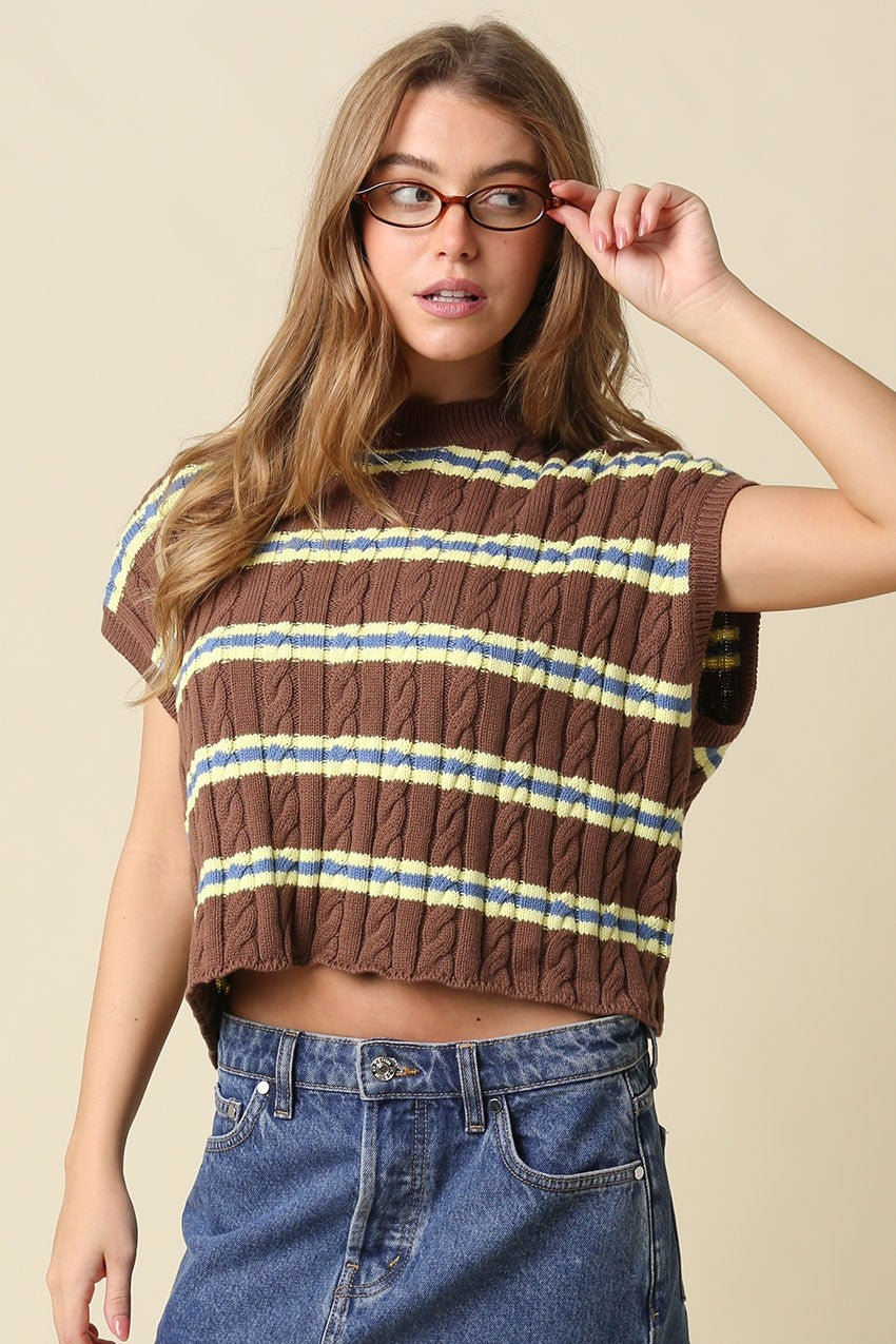 STRIPE KNIT CROP TOP