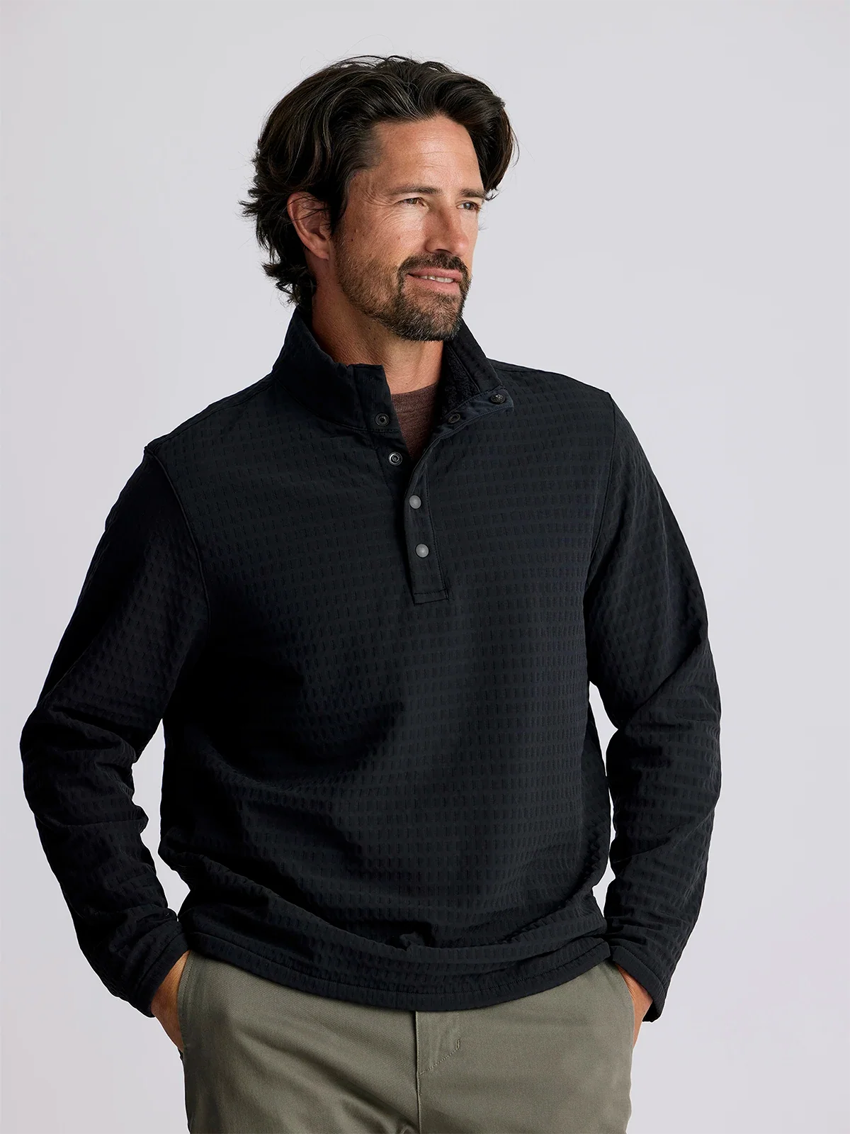 M’S GRIDBACK FLEECE SNAP PULLOVER