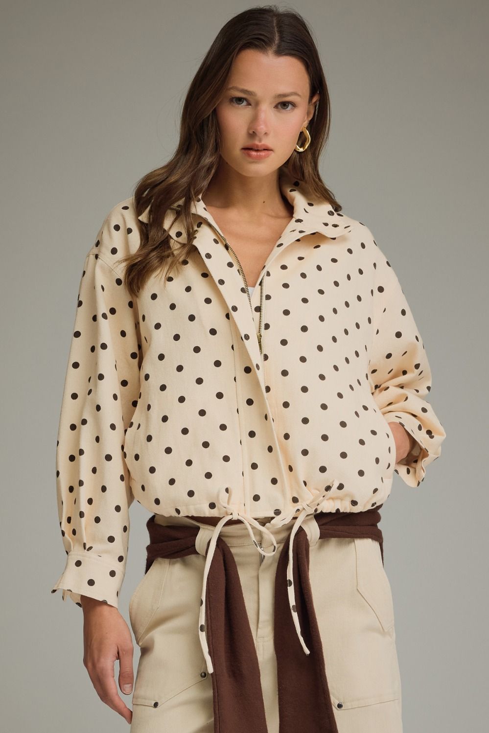 Polka Dot Collared Jacket