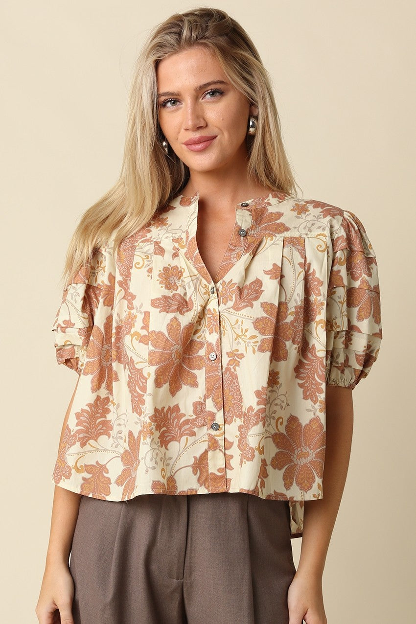 FLORAL PUFF BLOUSE