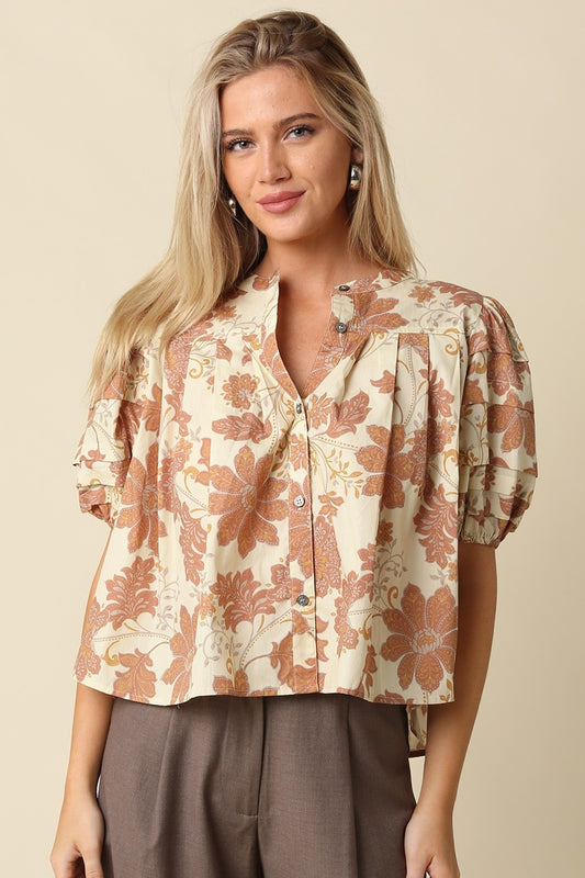 FLORAL PUFF BLOUSE