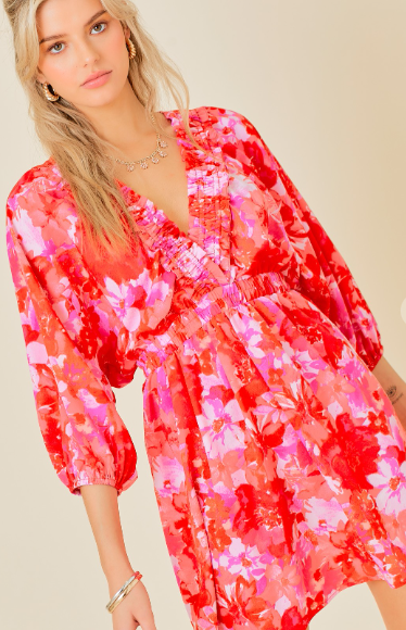 FLORAL PRINT MINI DRESS