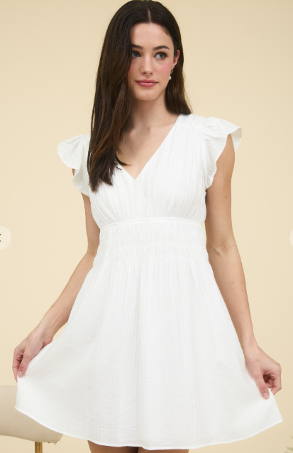 RUFFLE SLEEVE MINI DRESS