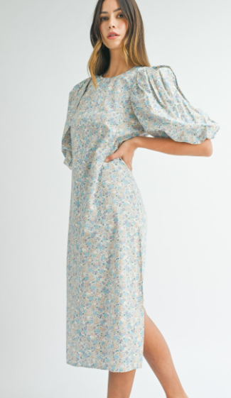 FLORAL PUFFED SLEEVES DRESS