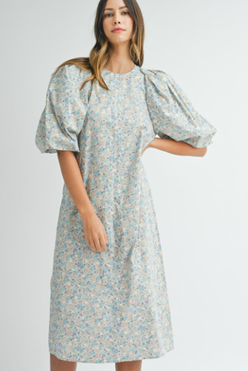 FLORAL PUFFED SLEEVES DRESS