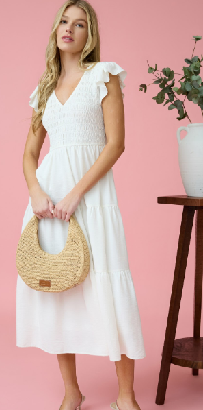 FLUTTER SLEEVE MAXI DRESS
