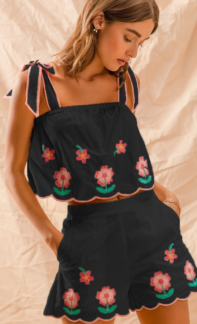 FLOWER TANK SHORT SET