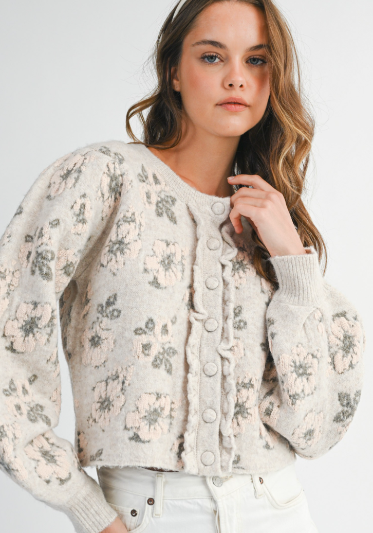 FLORAL KNIT CARDIGAN