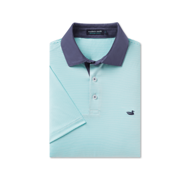 BERMUDA PERFORMANCE POLO-HAMPTON STRIPE