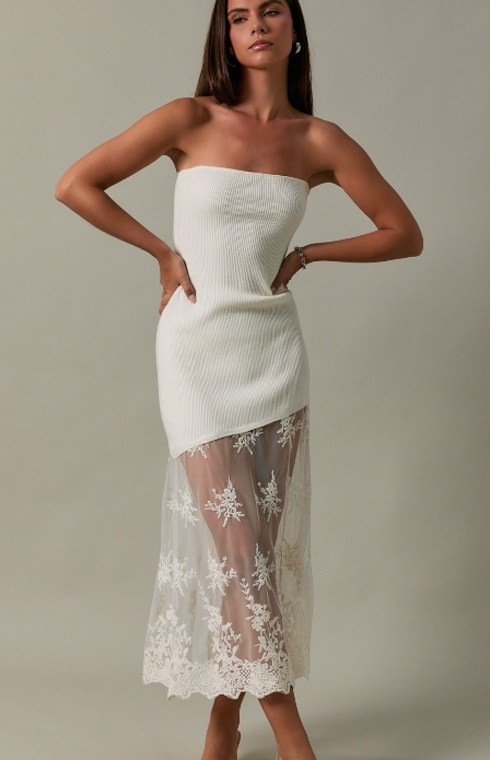 LACE SKIRT TUBE DRESS