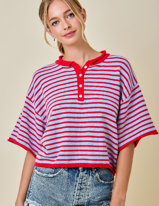 STRIPED HENLEY TOP
