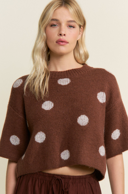 POLKA DOT KNIT PULLOVER- T11515