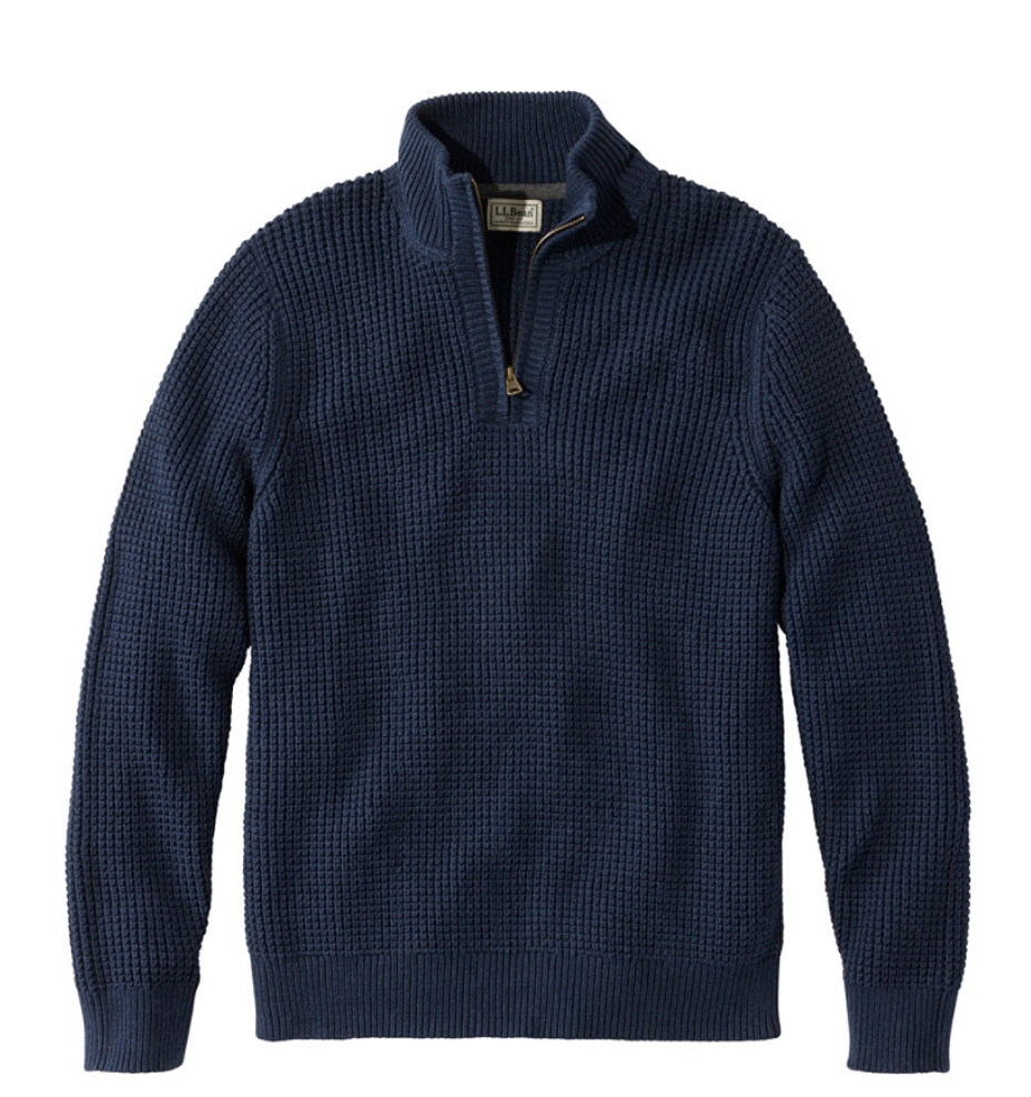 M LLB Organic Waffle 1/4 Zip Sweater Regular