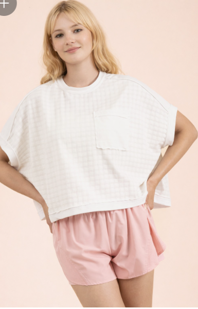 TEXTURED KNIT CASUAL TOP - NT12626