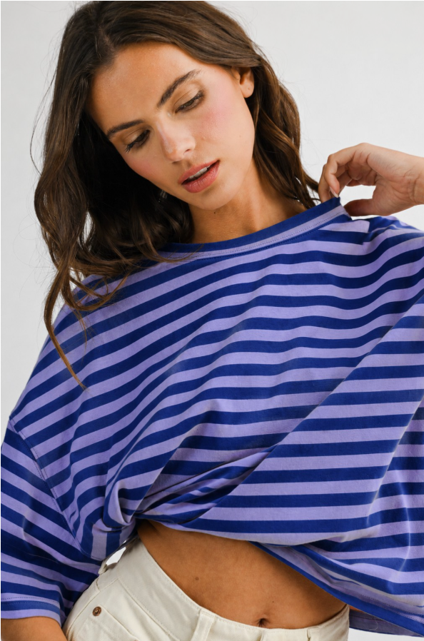 OVERSIZED STRIPE BOYFRIEND TEE